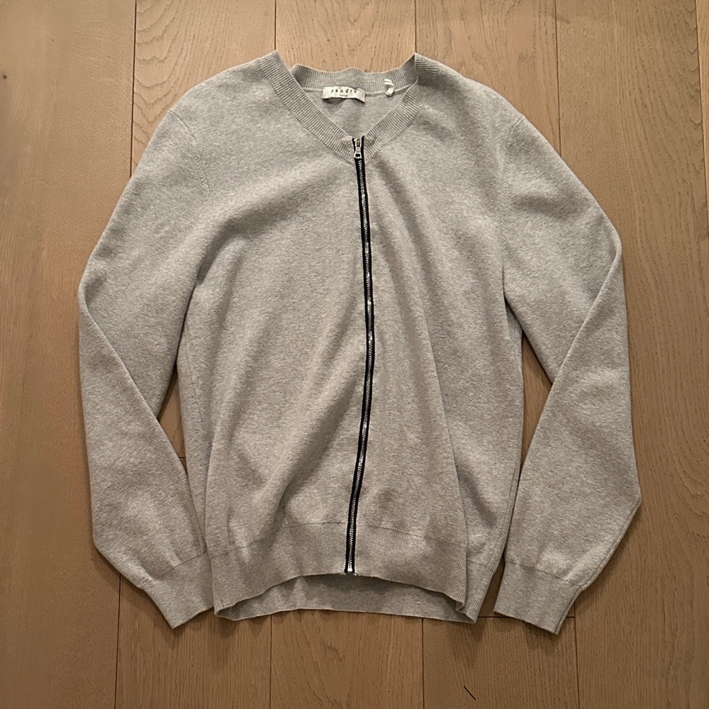 Sandro Light Gray Zip-Up Men's Sweater